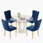 Ensemble de table de salle à manger haute brillance ronde avec 4 chaises de salle à manger en velours-1212418345-1212418342