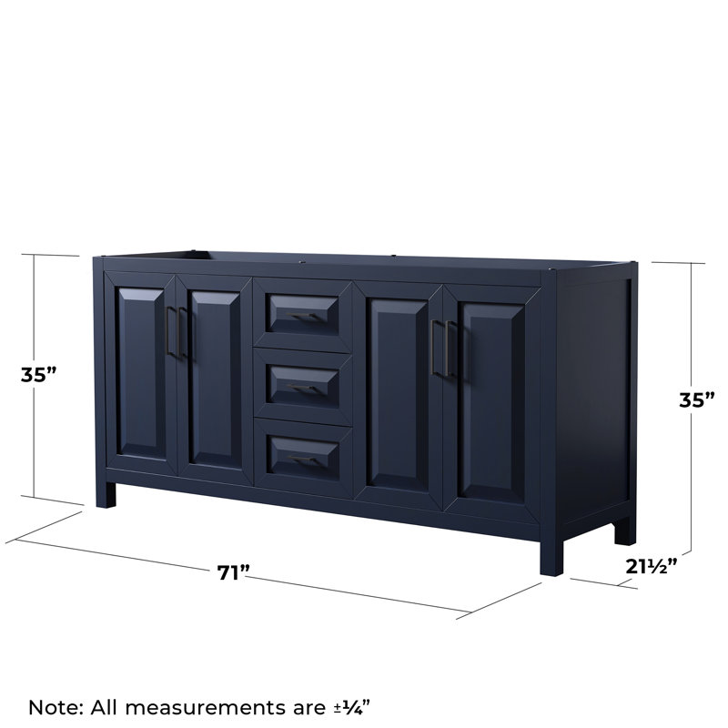 Daria 71'' W Double Bathroom Vanity Base, Dark Blue/Matte Black