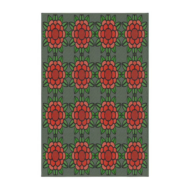 Tapis vert / rouge Mus Musell, Rectangle 5 pi x 7 pi