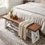 Banc de bout en bois massif avec base en X, banc d'appoint rustique pour chambre à coucher 55,12 po, facile à assembler