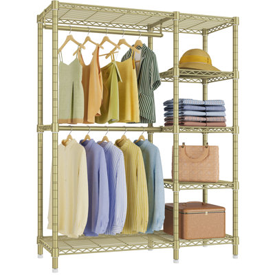 VIPEK V7 Clothes Rack Heavy Duty Max Load 670lbs, Garment Rack with 5 Tiers Adjustable Shelves (Gold)