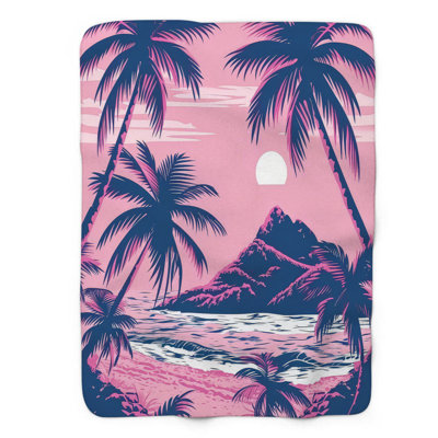 Jeté Coral Pink Tropics - 1 pièce Sherpa