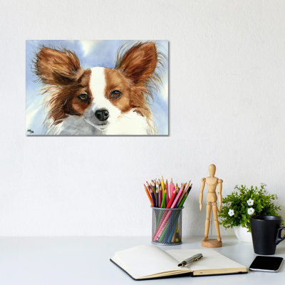Madame Butterfly - Papillon Dog by Judith Stein - Wrapped Canvas Painting