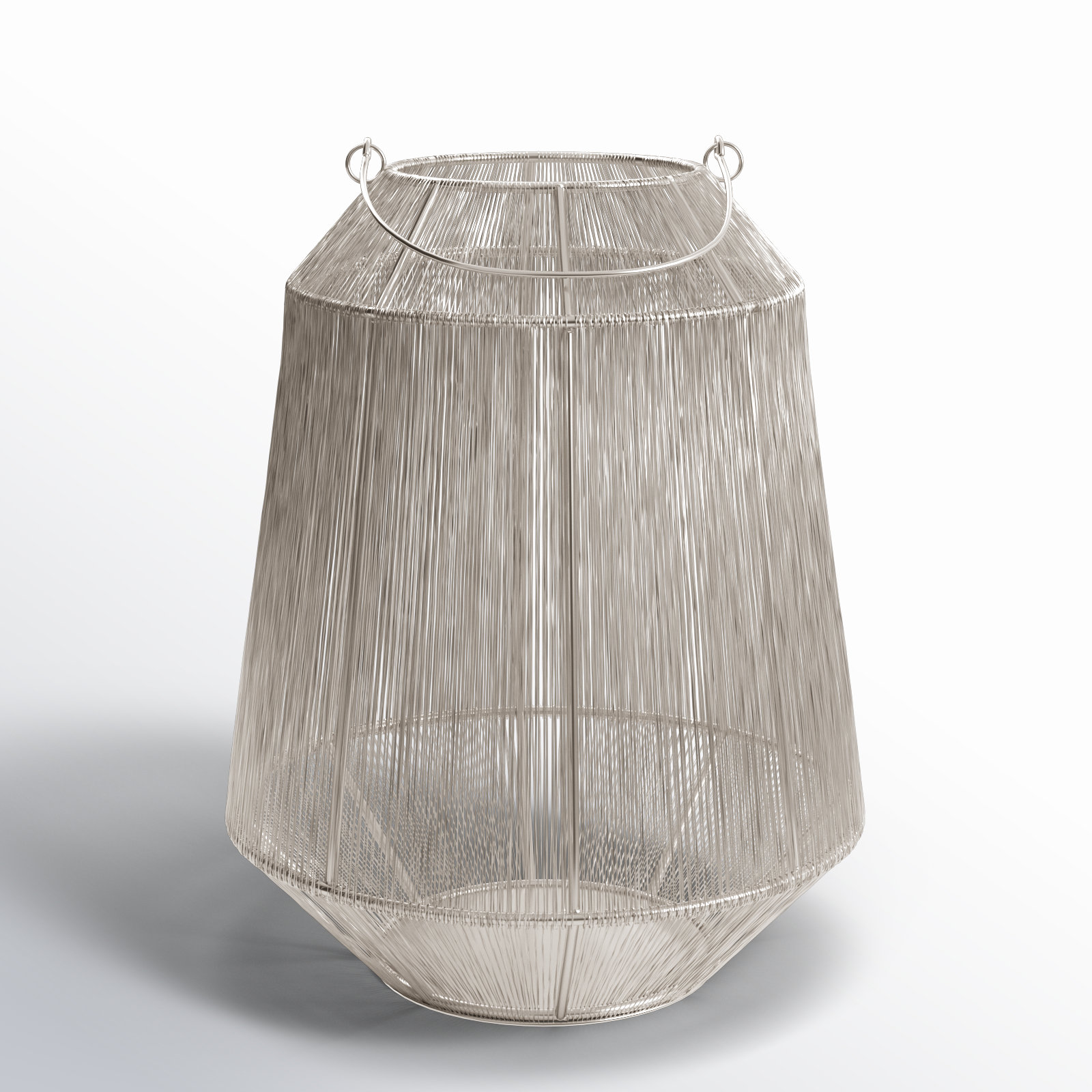 Metal Lantern Candle Holder, 13.50" H x 10.50" W x 10.50" D, Silver