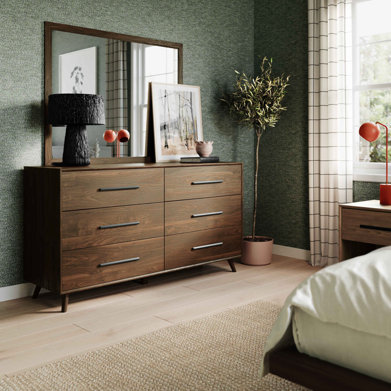  Emery Pecan 6 Drawer Dresser