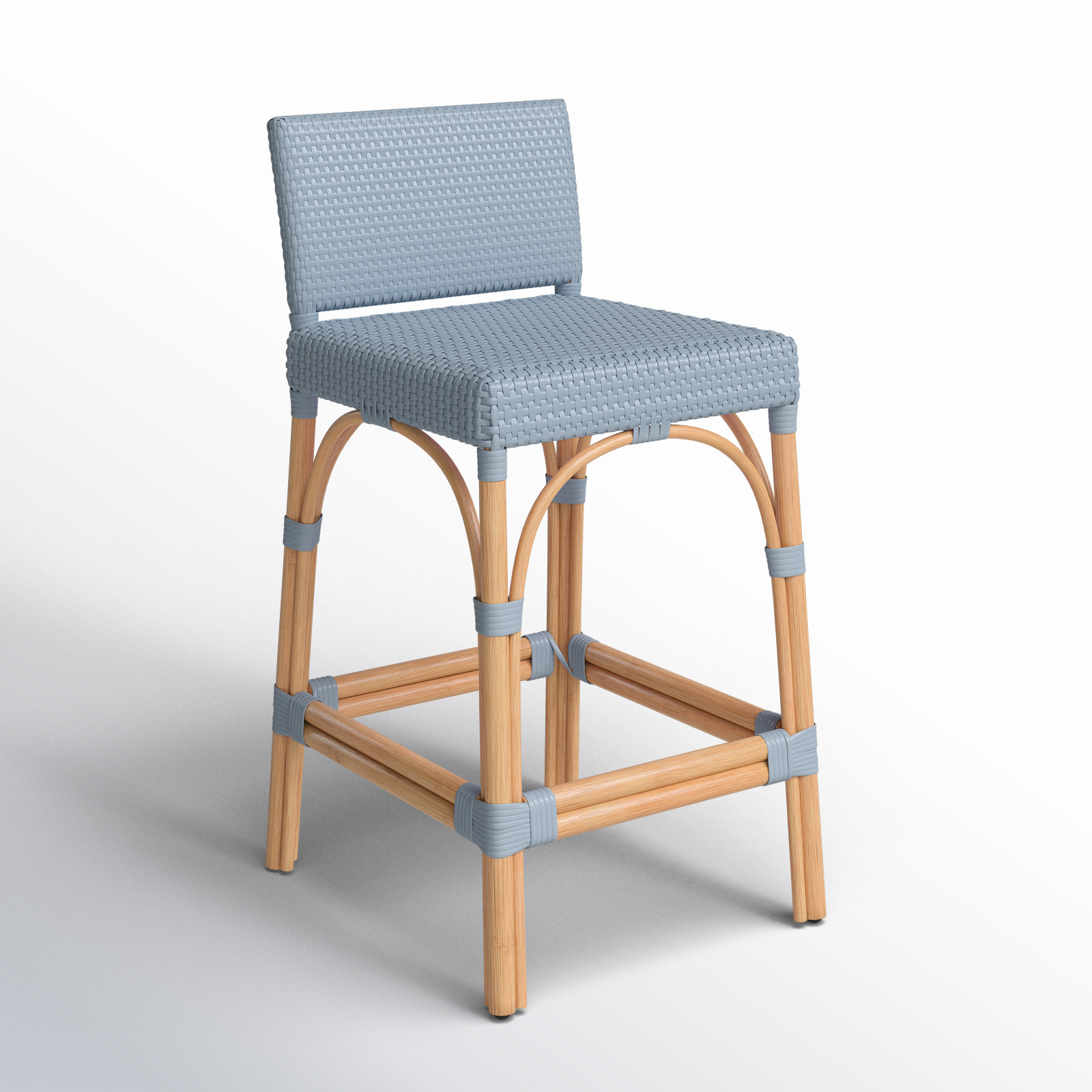 Estella Counter Stool, Blue/Natural, Counter Stool (24" Seat Heigh)t