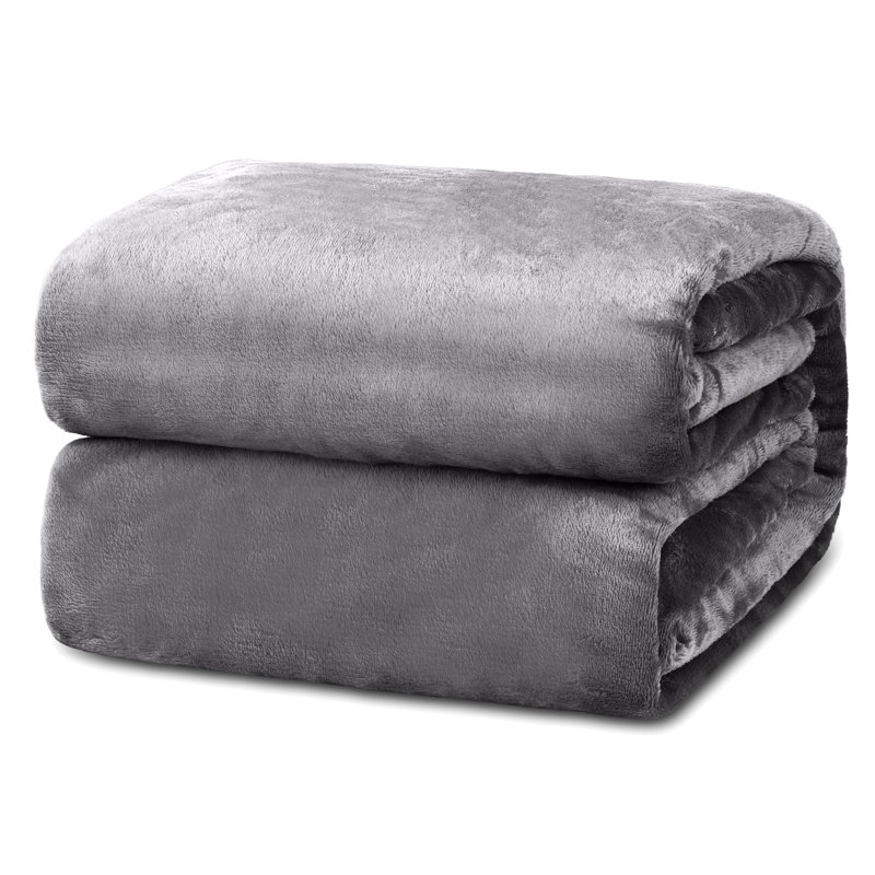 Couverture polaire en microfibre, L 108 po x L 90 po, Gris