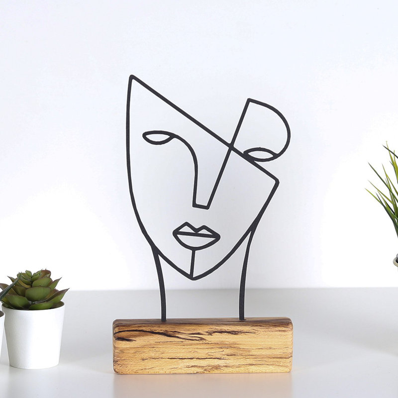 Elegant Black Decorative Object, 17 x 30 x 1.4 inches | 100% Metal with 2 mm Thickness, Solid Wood Base | Unique Home Décor Accent for Living Room, Office, or Study | Distinctive Colour Variations for a Stylish Touch