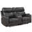 Lathyn Motion Loveseat with Console in Dark Grey