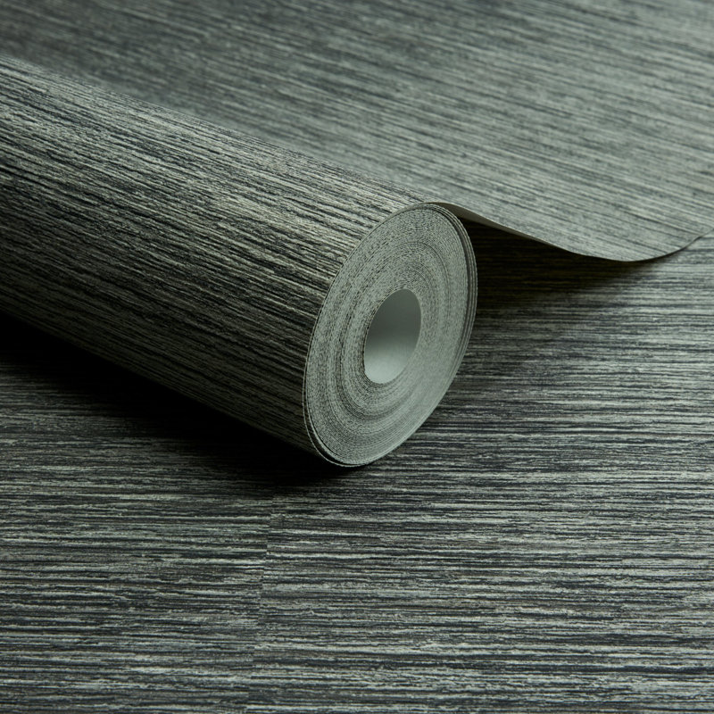 Rouleau de papier peint à rayures texturées, Noir