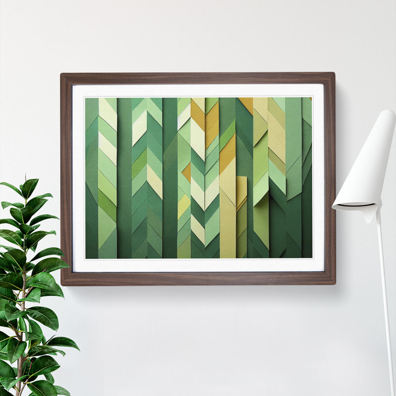 Compelling Chevron Art Abstract - Single Picture Frame Print, 25cm H x 34cm W x 2cm D, Walnut Framed