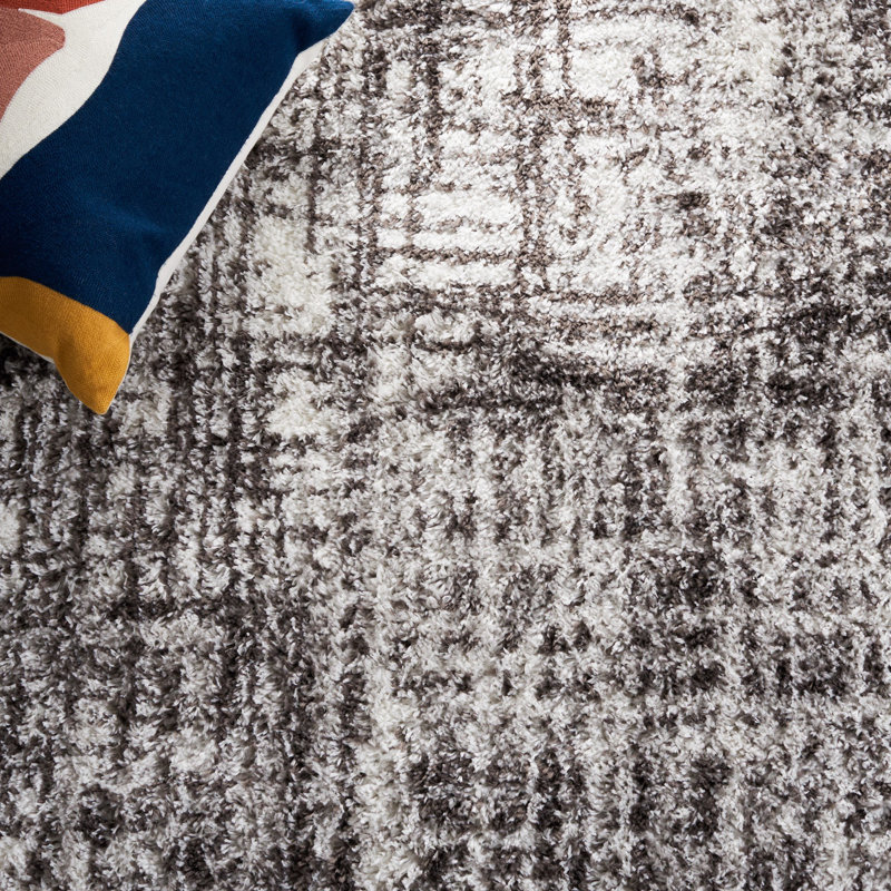 Kara Abstract White/Dark Gray Area Rug, Rectangle 2'3" x 3'11"