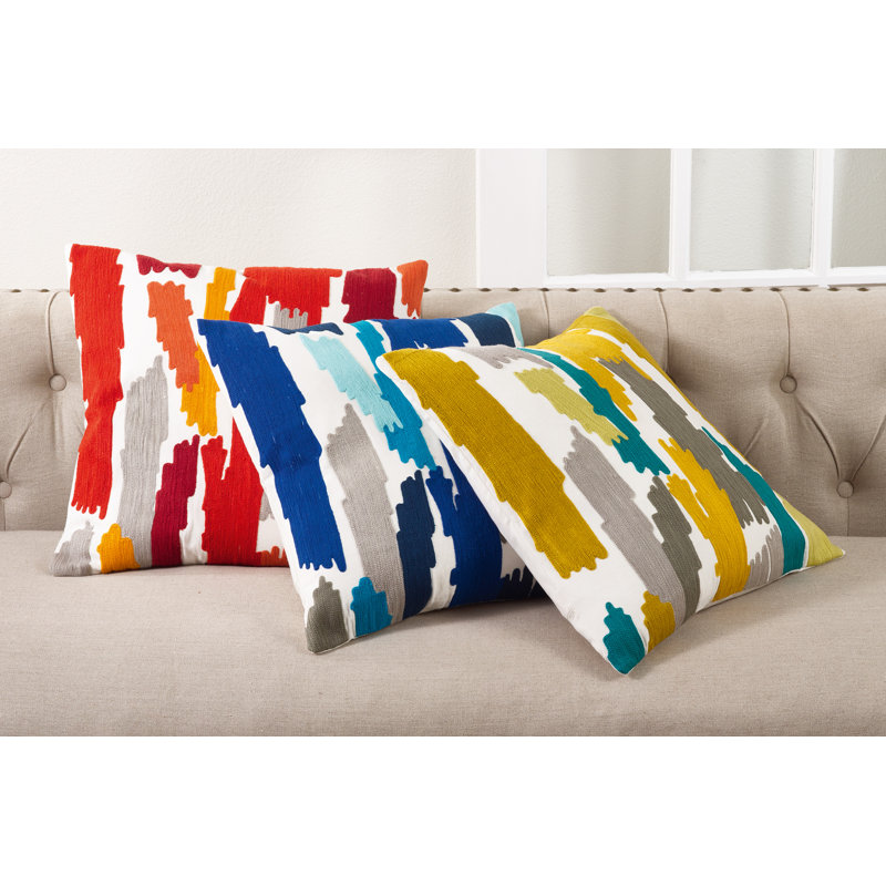 Pennello Collection Embroidered Down Reversible Throw Pillow, Ocean Blue