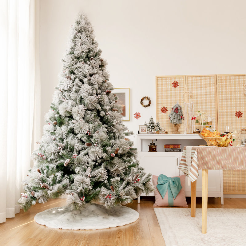 Arbre de Noël vert floqué / givré, H 8 po