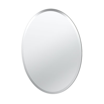 Modern Frameless Beveled Oval Wall Bathroom / Vanity Mirror