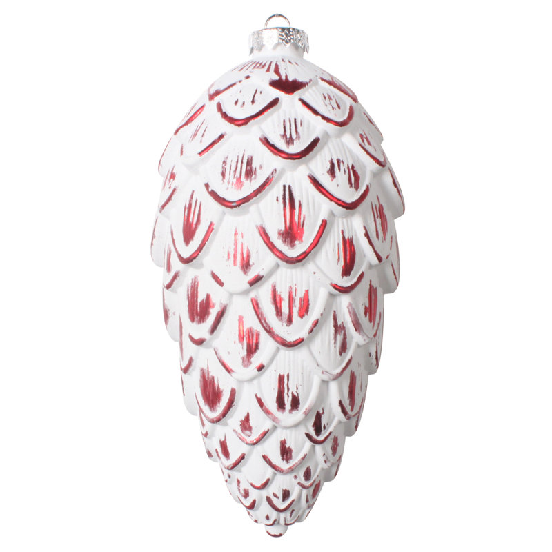 Ornement de Noël en forme de pomme de pin rouge brossé 8 po The Holiday Aisle®, paquet de 2