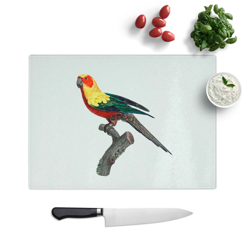 Tempered Glass a Sun Parakeet Chopping Board, 39 cm W x 28.5 cm L
