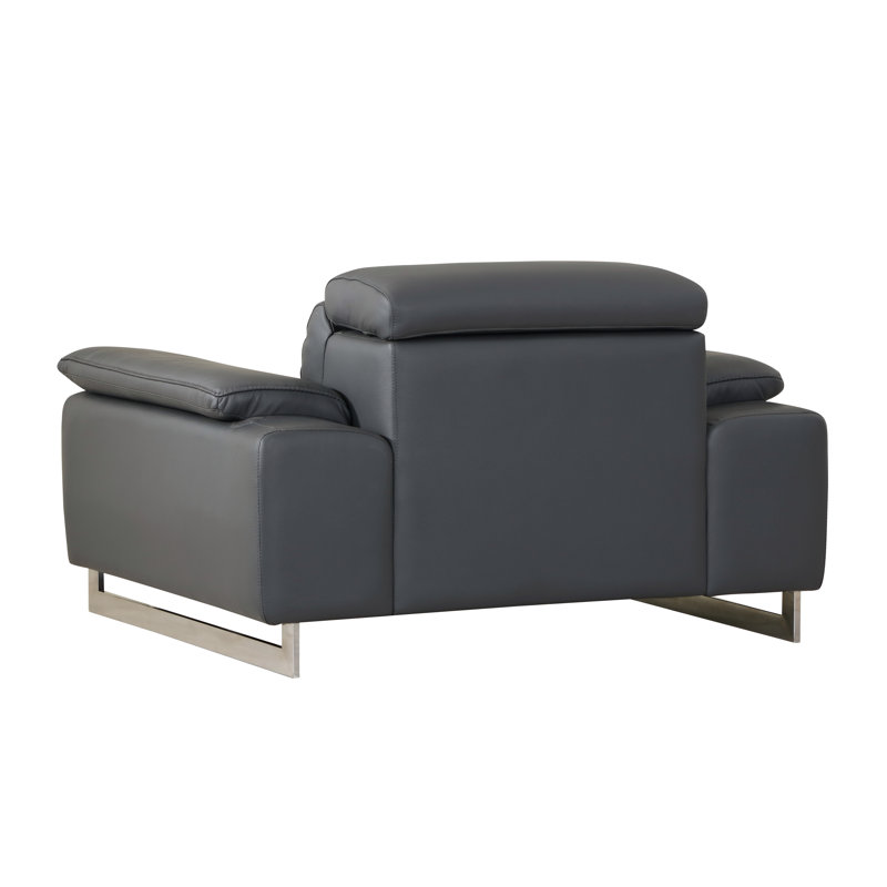 Fauteuil en cuir italien Global United, Gris clair