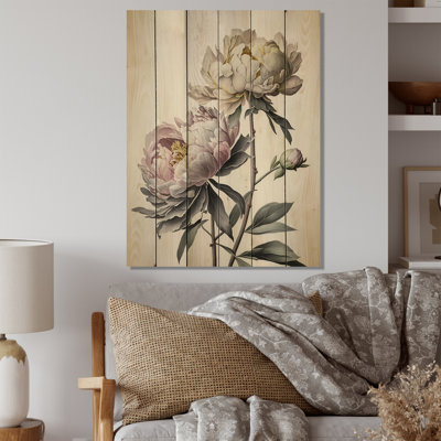 Dahlia Flower I - Floral Dahlia Cream Wood Print