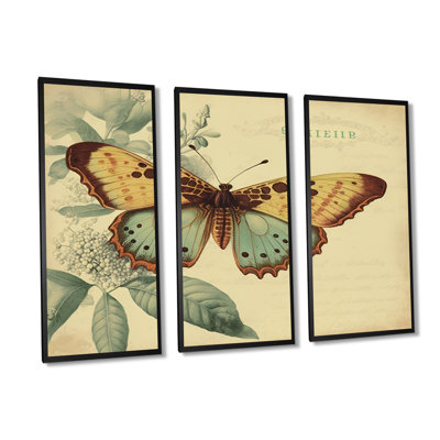 Illustration rétro de papillons VI - animaux, ensemble d'art mural sur toile_80517