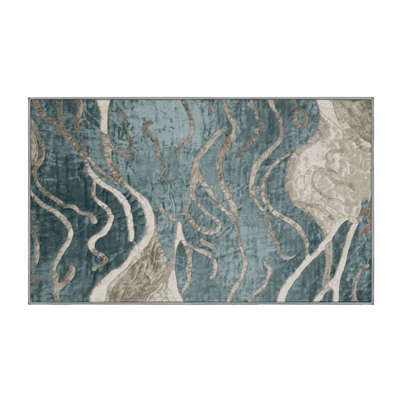 Machine Washable Gray Area Rug, Rectangle 3' x 5'