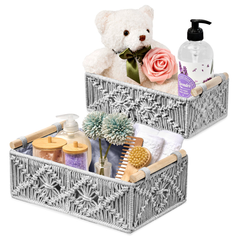 Handmade Storage Rope Baskets 2 Pack, Gray