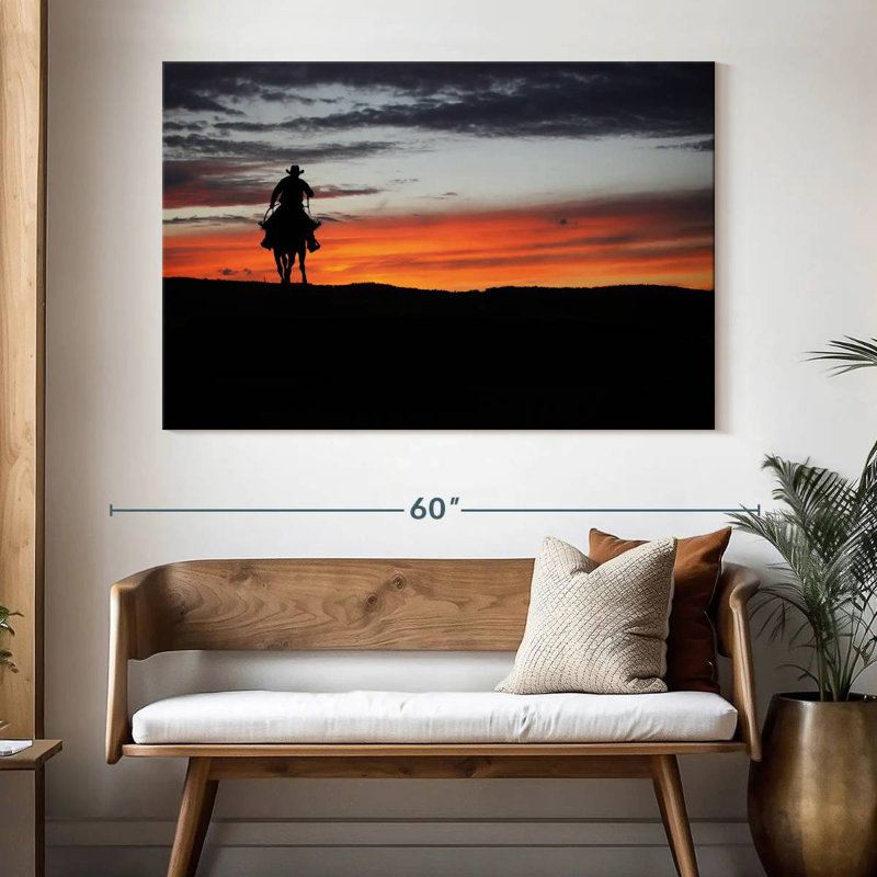 Lelar Cowboy At Dusk, 34" H x 51" W