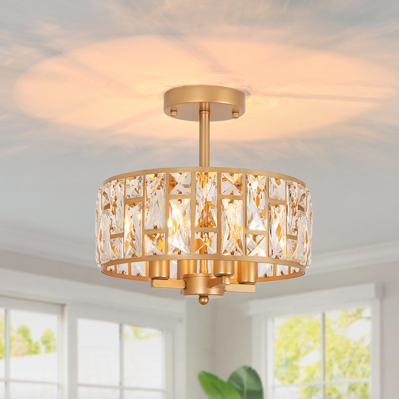 Plafonnier semi-encastré 4 lumières Modern, Doré