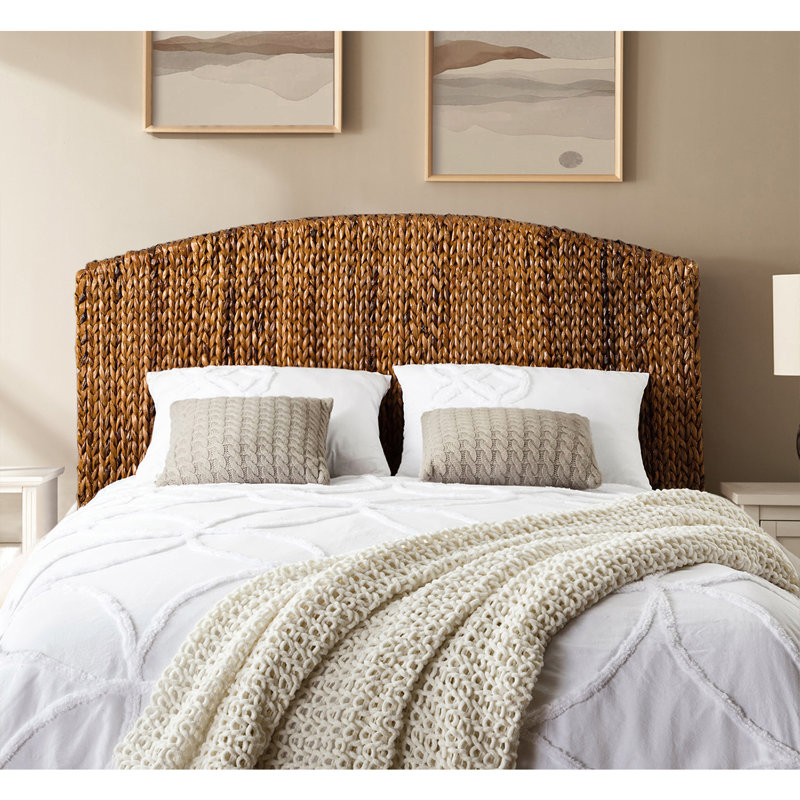Boatwright Farmhouse 62.2" W Rattan Panel Headboard with Solid Wood Legs, Queen