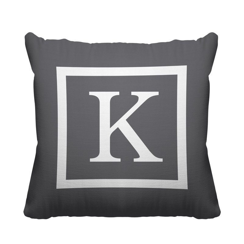 Coussin décoratif intérieur / extérieur imprimé monogramme, L 19 po x H 19 po, K