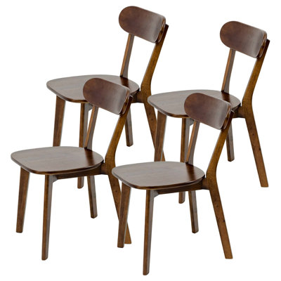 100% Natural Solid Wood Dining Chairs with Ergonomic Curved Backrest and Adjustable Foot Pads