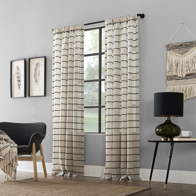 Panneau de rideau diaphane Clean Clean, Noir, l 52" x L 95"