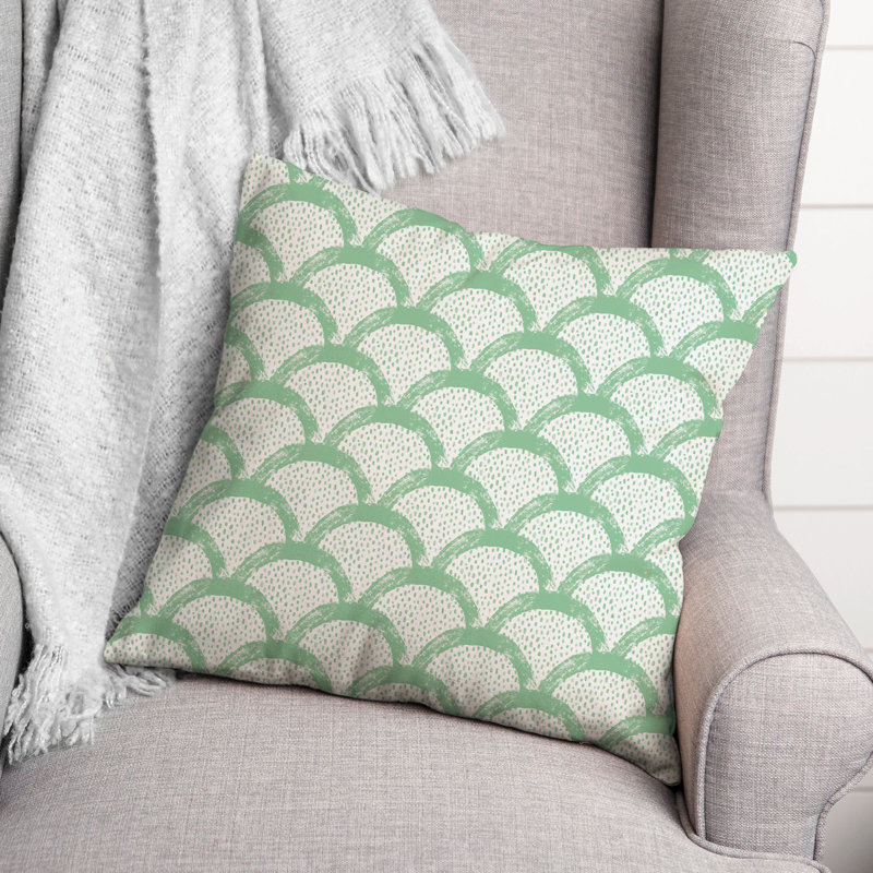  Coussin décoratif intérieur / extérieur Scallop, 16 po x 16 po, Vert