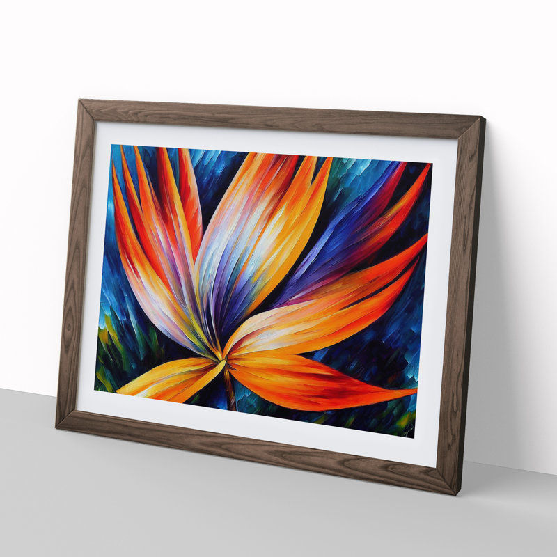Unbeatable Bird of Paradise Flower Abstract - Framed Print, 34cm H x 46cm W x 2cm D, Walnut Framed