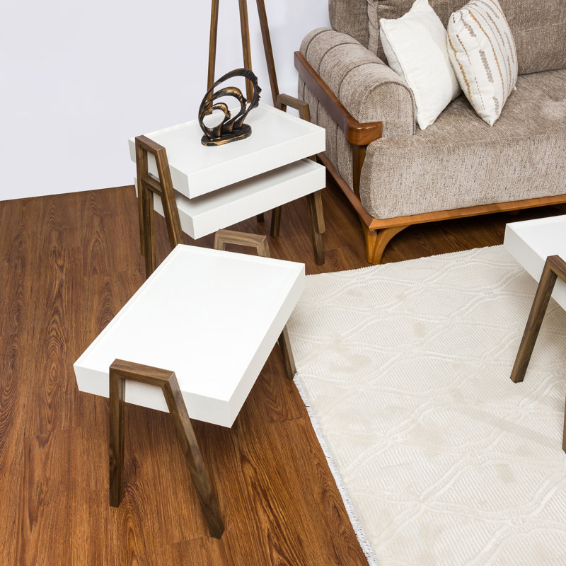 Ensemble de 3 tables gigognes Merinos Elegance, Blanc