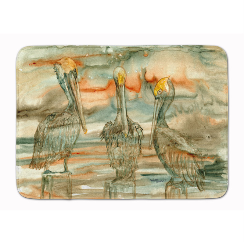 Tapis pour salle de bain en mousse à mémoire abstraite perchoir pelican
