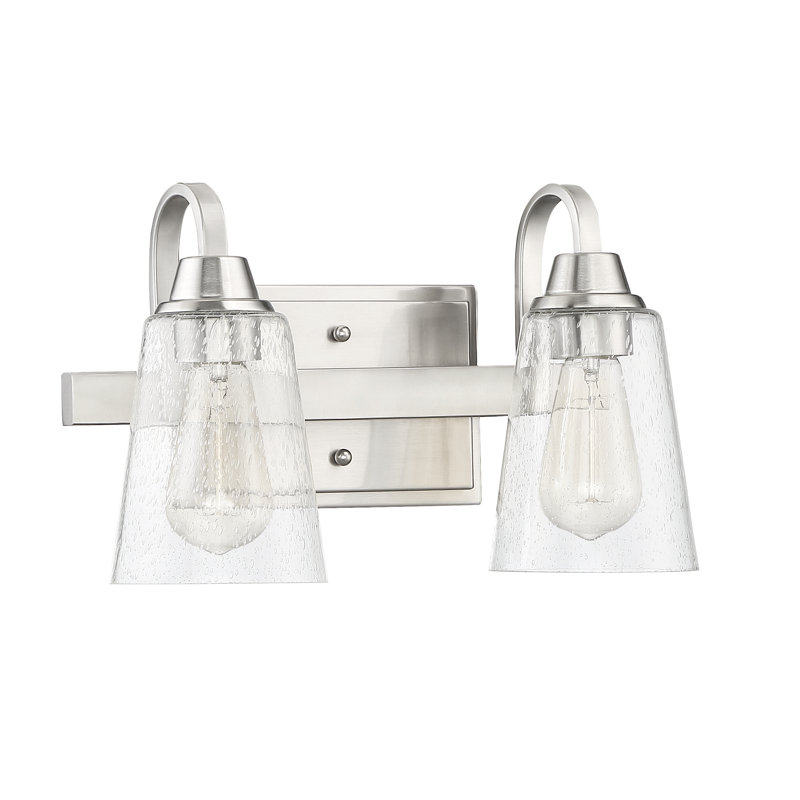 Éclairage pour meuble-lavabo à 2 lumières à intensité réglable Womack, Nickel poli brossé