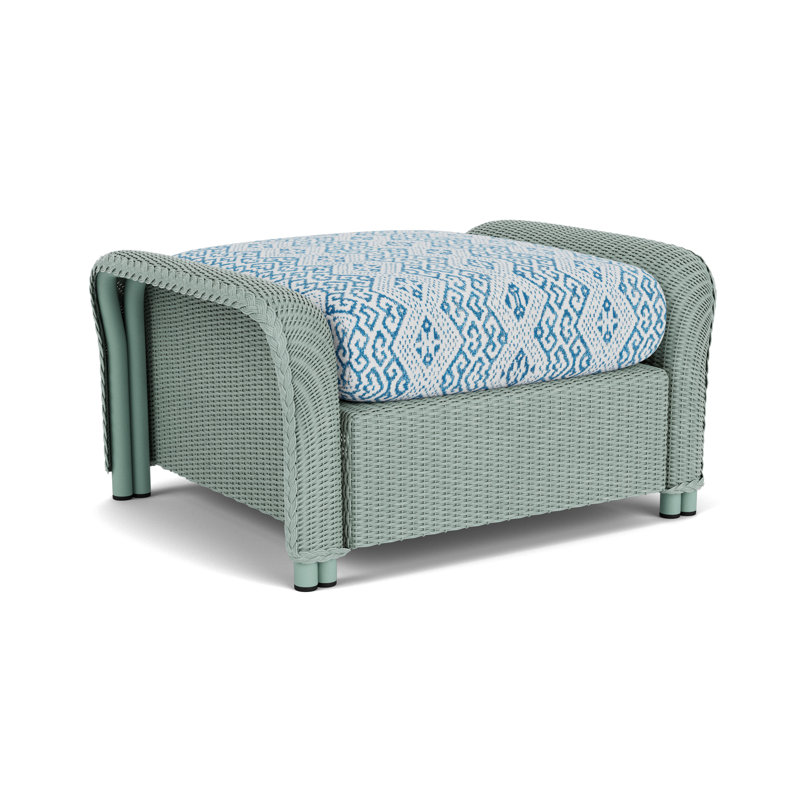 Reflections Outdoor Ottoman, White, Hickory