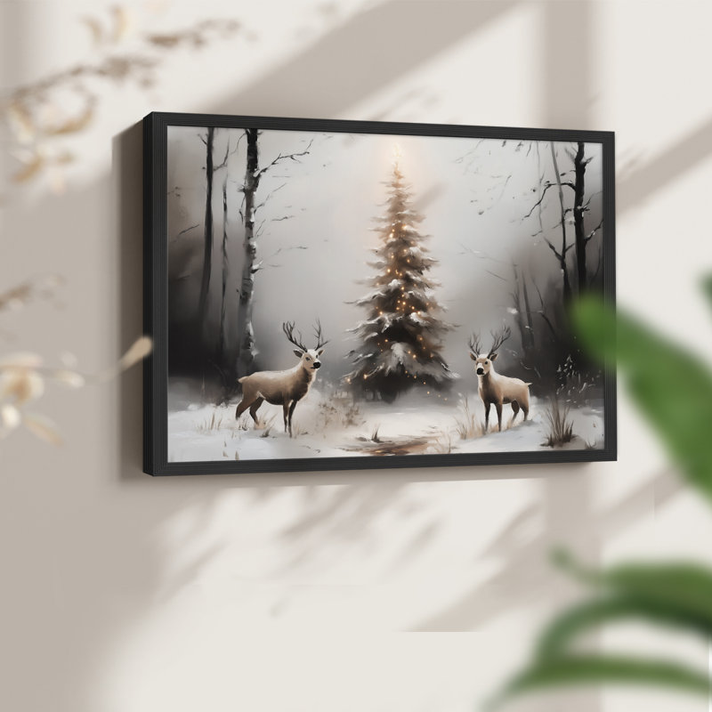 Art de Noël - DCCCLI - Reproduction encadrée - Restickable, H 8 po x l 10 po, Noir, noir, noir, noir