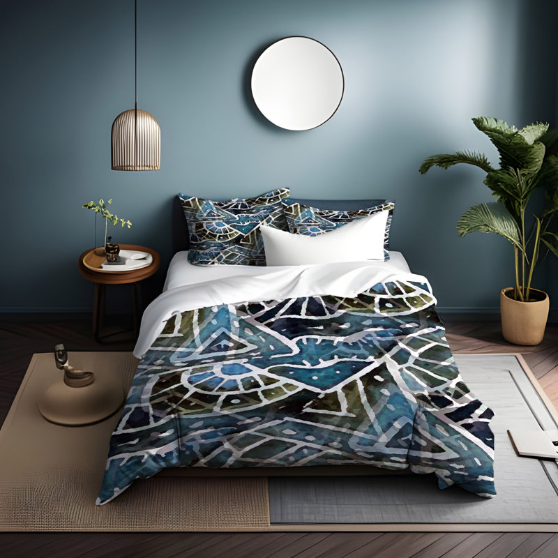 Polyester Abstract Duvet Cover, Twin Duvet Cover + 1 Queen Sham