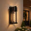 Ensemble de 2 appliques murales extérieures crépusculaires de 33 cm (13 pouces), en verre martelé noir étanche