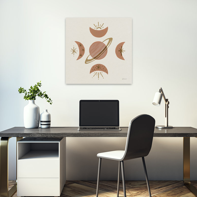 Serene Saturn And Moons Contemporary Art, 18" H x 18" W