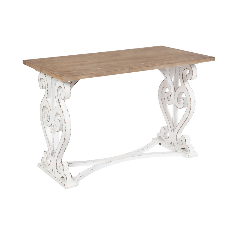 Bureau en bois massif Milne, H 30 po x l 46 po x P 24 po, Brun rustique / Blanc