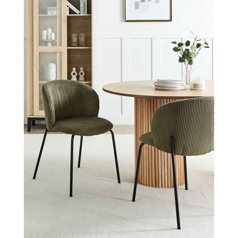 Set of 2 Dining Chairs MILES Corduroy, Green