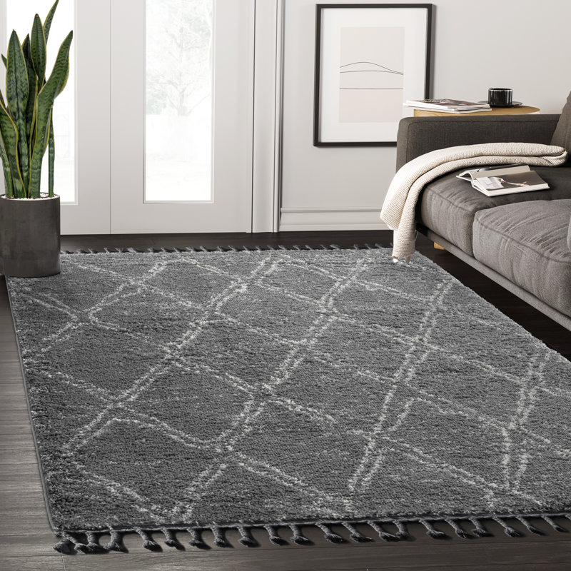 Tapis gris et ivoire Alejandrina, Rectangle 6 pi x 9 pi