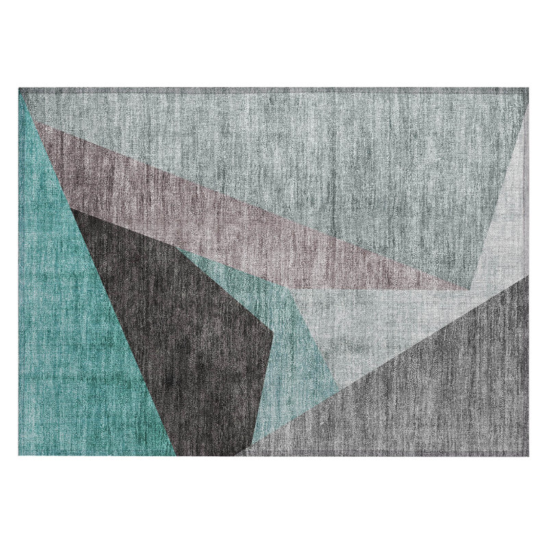 Killingly Washable Abstract Indoor / Outdoor Rug, Rectangle 1'8" x 2'6"