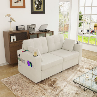 Sofas for Living Room, Couch Set,3 Seats Sofa, USB Charging,Wood Frame,Easy to Install,with Storage, Charging Station,Cup Holder,Modern Sectional Sofas for Living Room, Apartment,Chenille Fabric