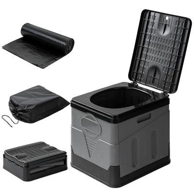 Portable Toilet With Carry Bag Foldable Emergency Toilet With Lid Trash Bags Camping Toilet Foldable Toilet For Car Indoor Outdoor Commode Travel Toilet Portable Toilet For Camping,Tent,Hiking,Boating