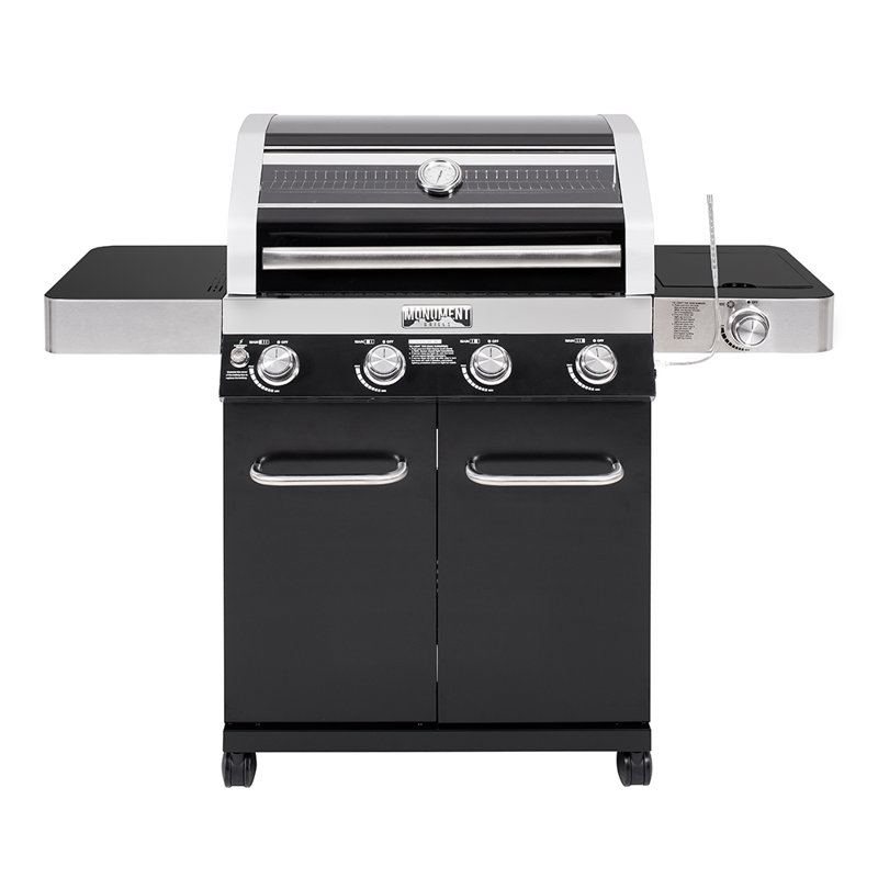Barbecue au propane à 4 brûleurs avec thermomètre intégré Monument Grills, noir, Non