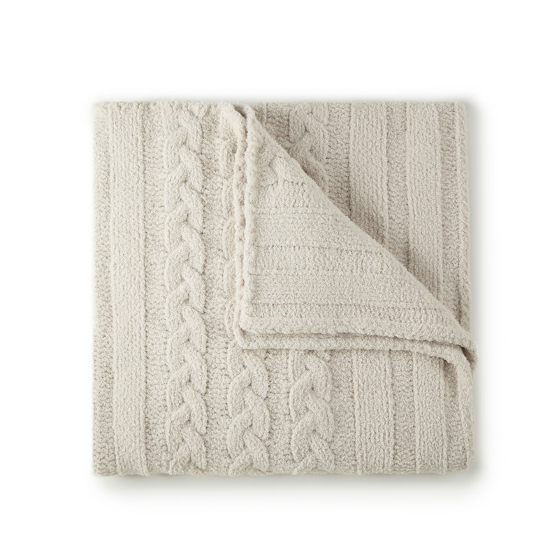 Cozy Cable Knit Throw, Linen